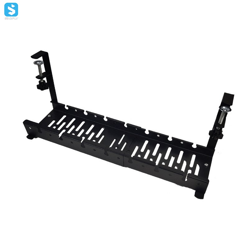 Retractable under-desk cable tray Perforation-free desk cable tray Cable tray insert and arrange wire storage rack